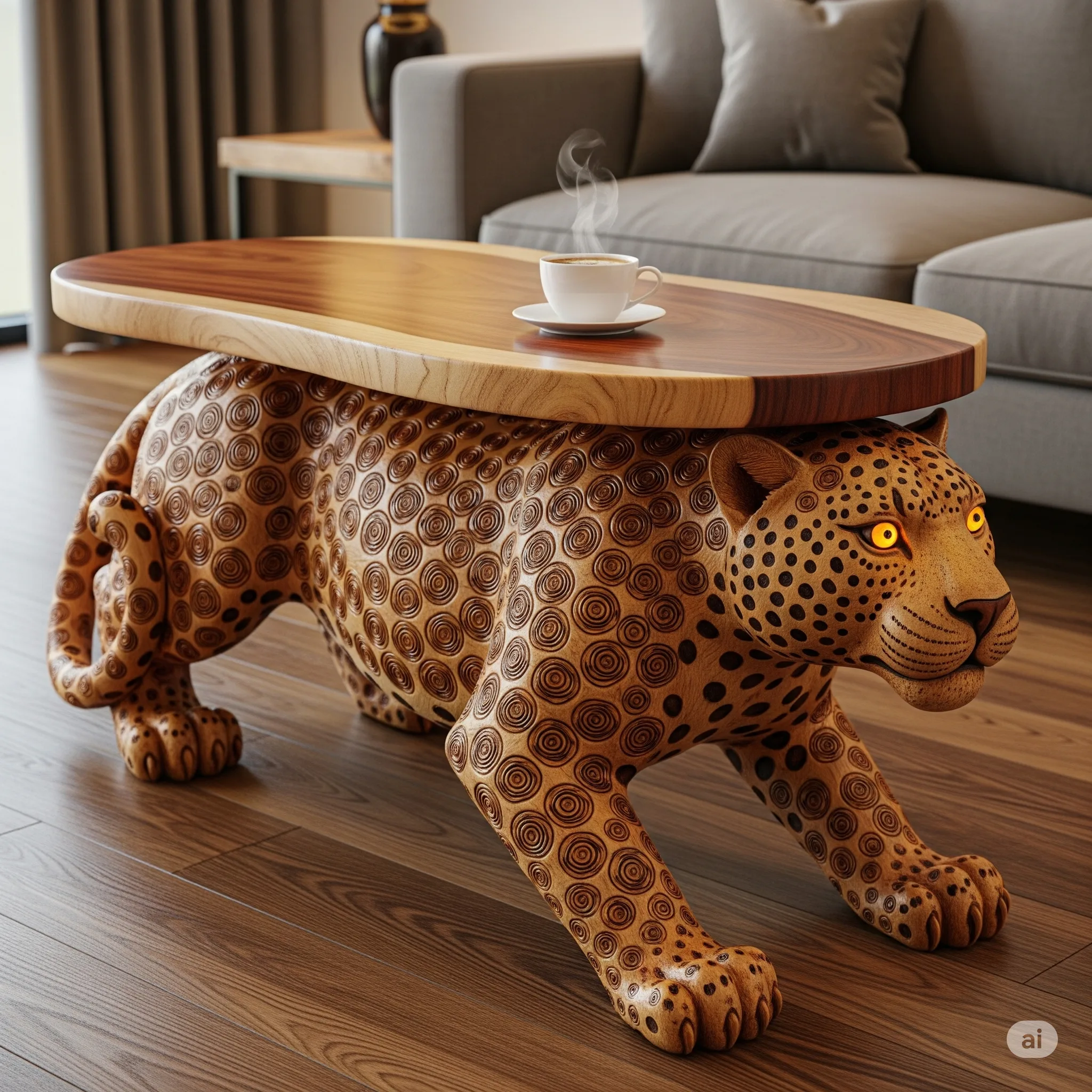 The Craftsmanship Behind a Wooden Leopard Coffee Table