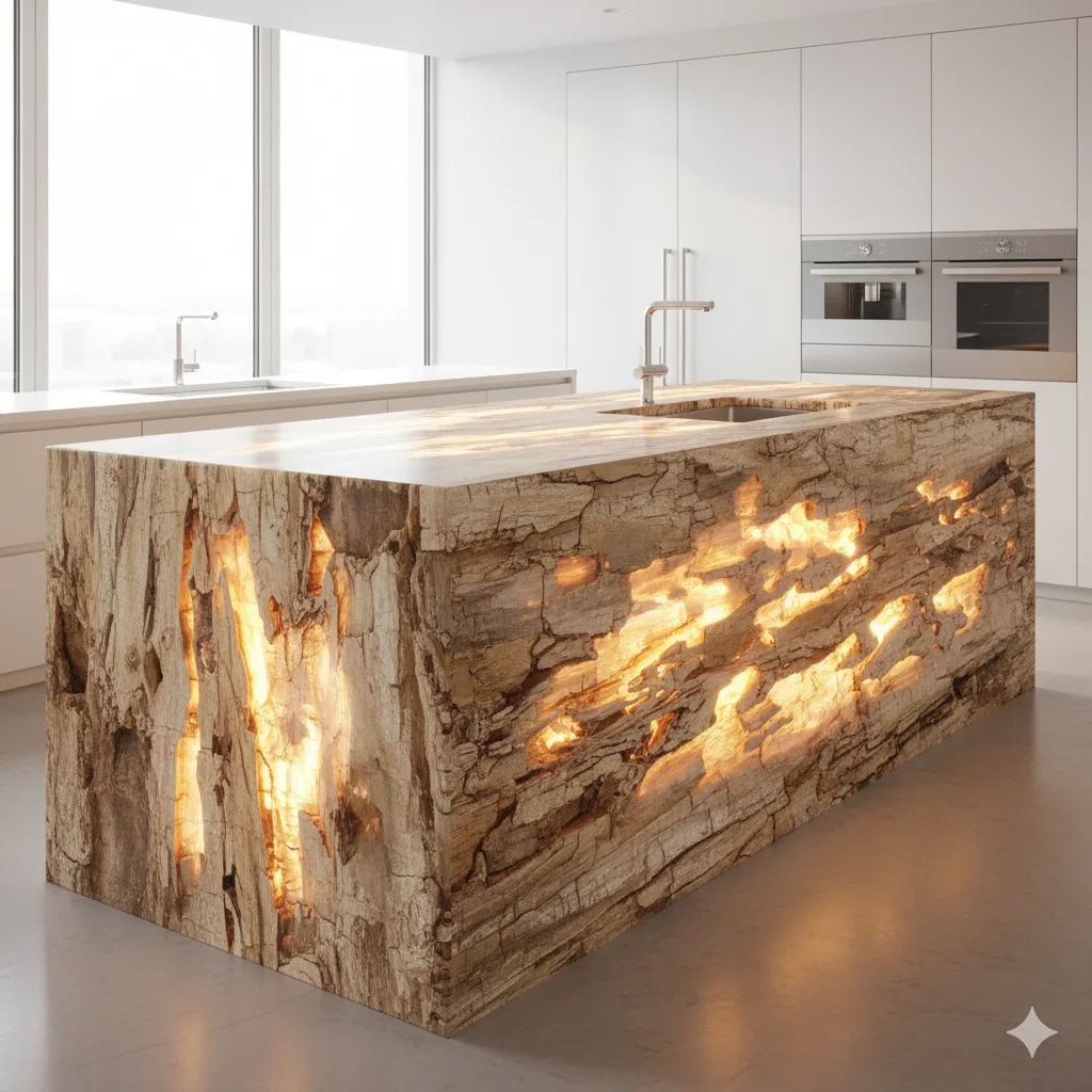 Unearthing Elegance: How Petrified Wood Kitchen Islands Transform Modern Culinary Spaces