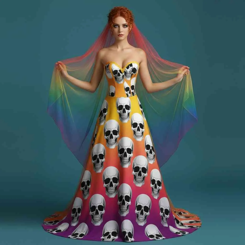 Embracing Darkness and Beauty - The Allure of Skull-Adorned Wedding Dresses