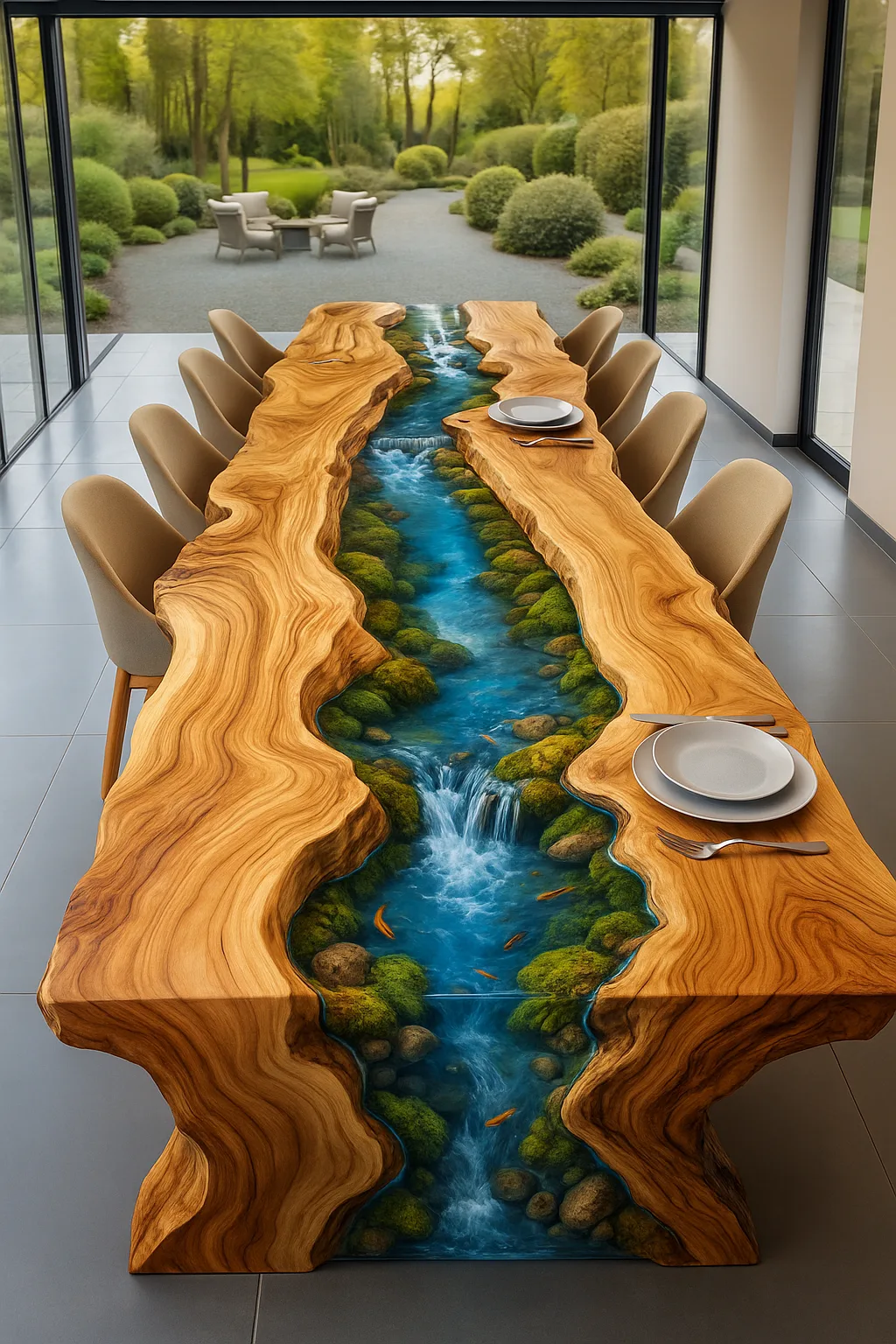 Nature-Inspired Craftsmanship – The Allure of Wooden Dining Tables with Rivers