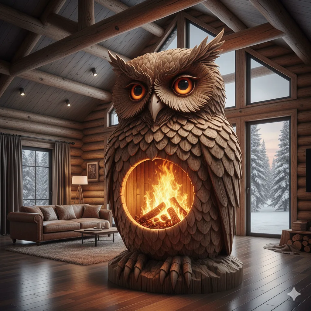 Enchanting Comfort: How a Wooden Owl Fireplace Transforms Your Living Space