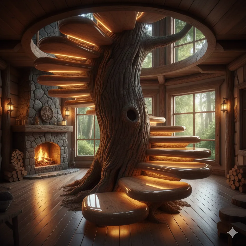 Understanding the Charm and Utility of a Wood Slab Staircase