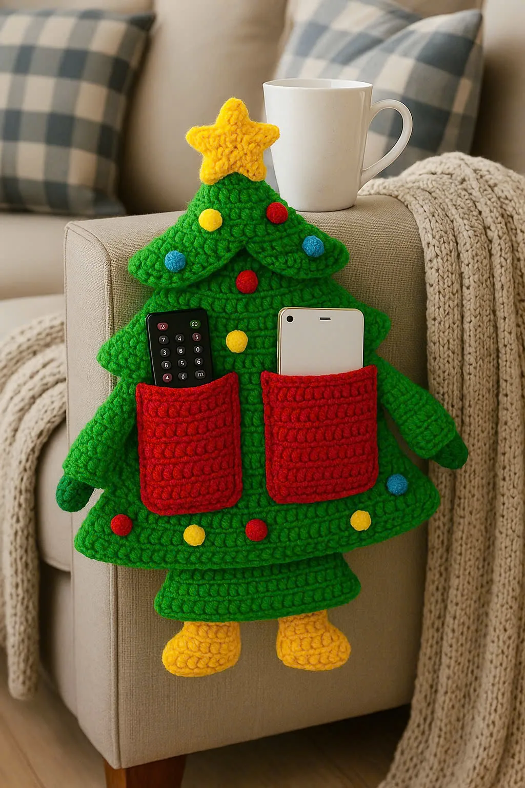 Cozy Up Your Living Room with a Festive - Christmas Crochet Sofa Organizer