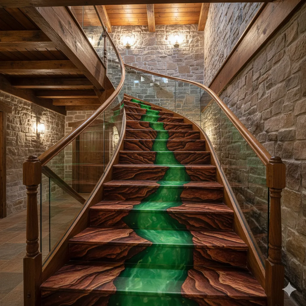 Elevating Interiors with Epoxy Canyon River Staircases