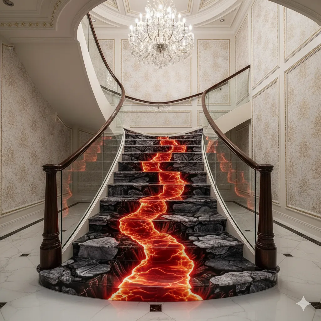 Epoxy Canyon River Staircase: Transforming Interiors with Fluid Design