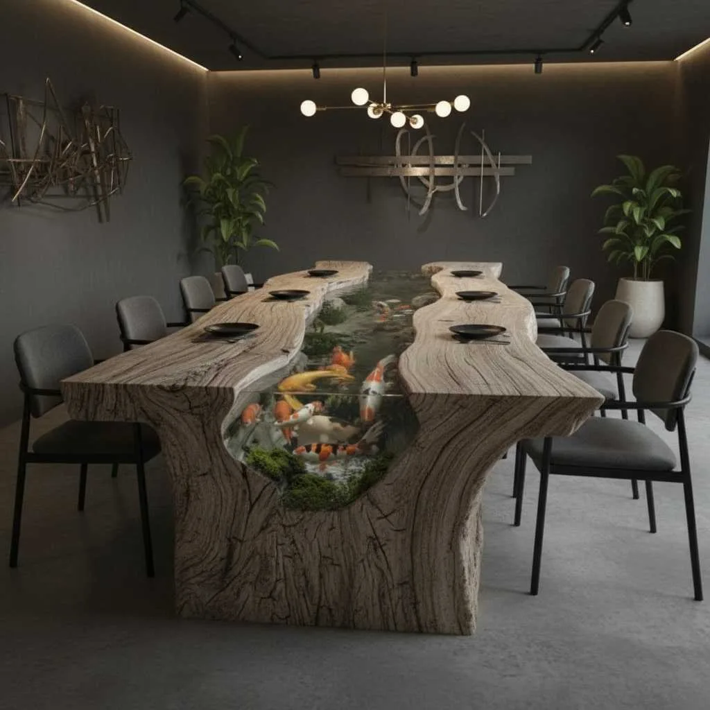 Embracing Nature: The Unique Appeal of a Koi Pond Dining Table