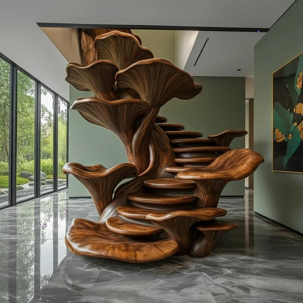 The Artistic Vision Behind Mushroom Inspired Wooden Staircases