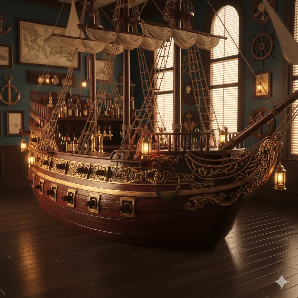The Art of Incorporating a Wooden Pirate Ship Home Bar into Your Space