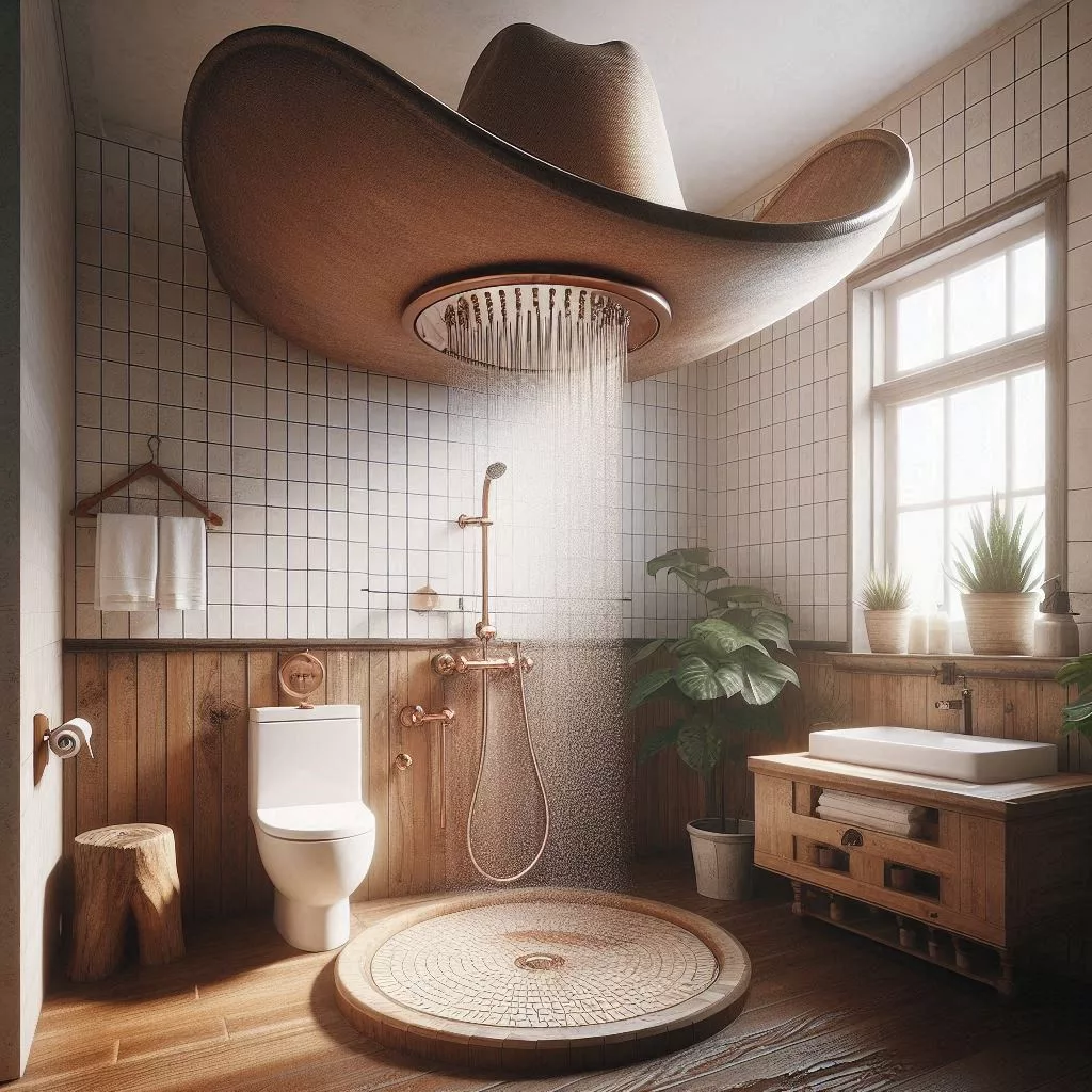 Discover Unique Charm with a Wooden Cowboy Hat Shower — An Artistic Bathroom Statement