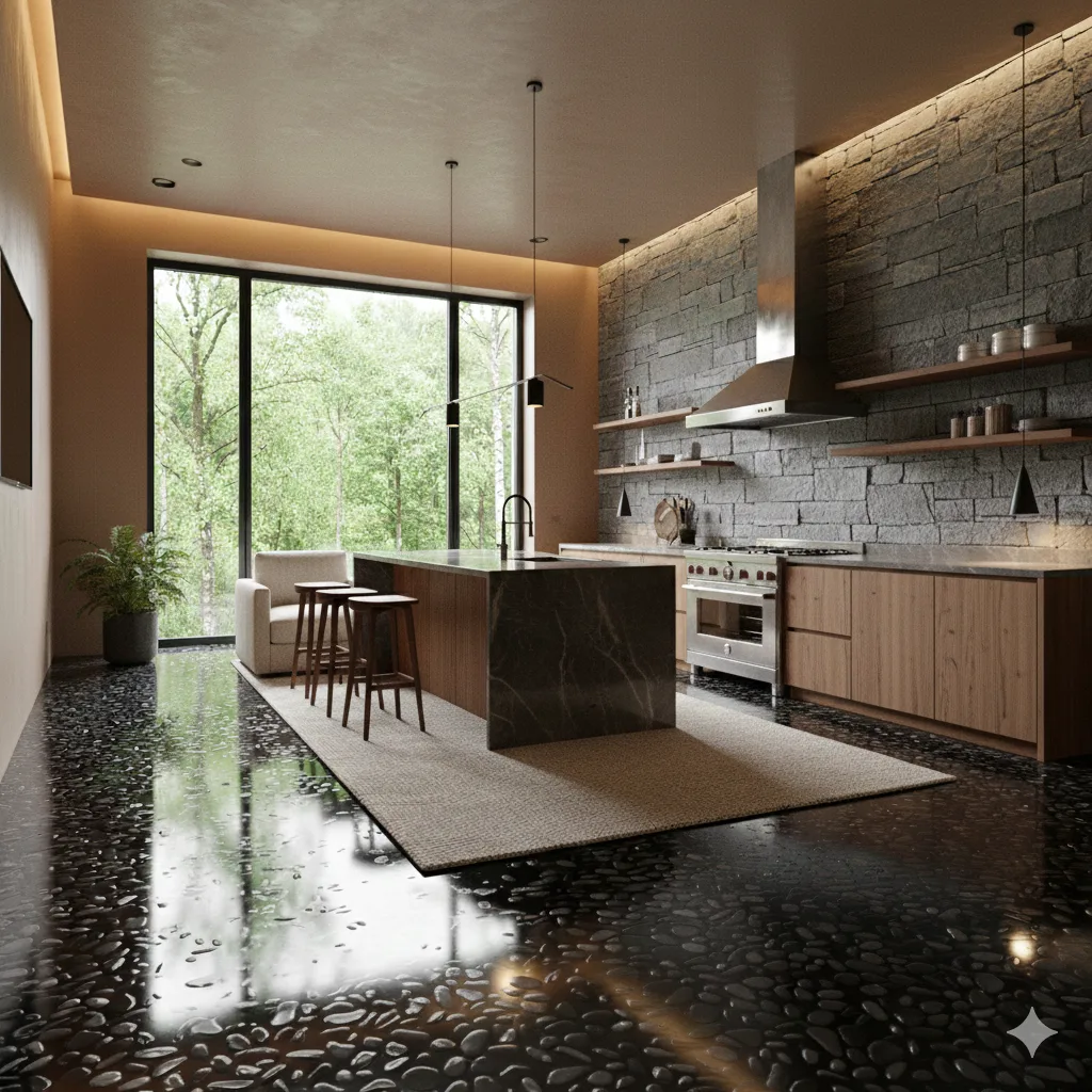 Understanding Epoxy Floor With Black Stones - A Fusion of Form and Function