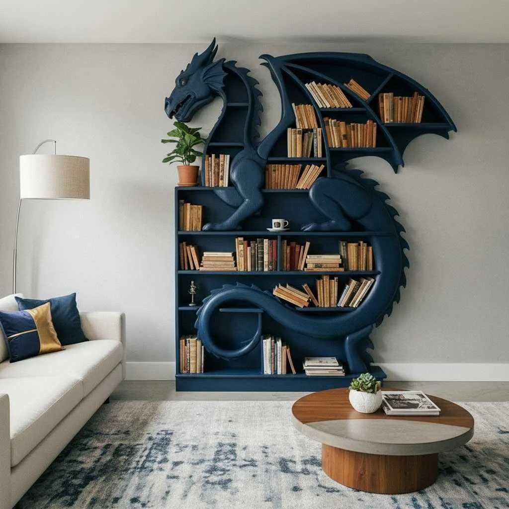 Adding Whimsy with a Dragon Inspired Bookshelf for Children's Spaces