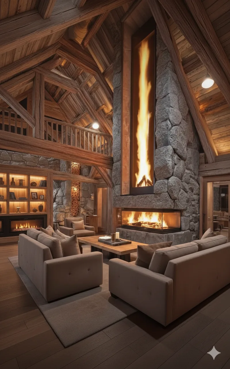 The Art of Designing a Giant Cabin Fireplace - Balancing Grandeur with Functionality