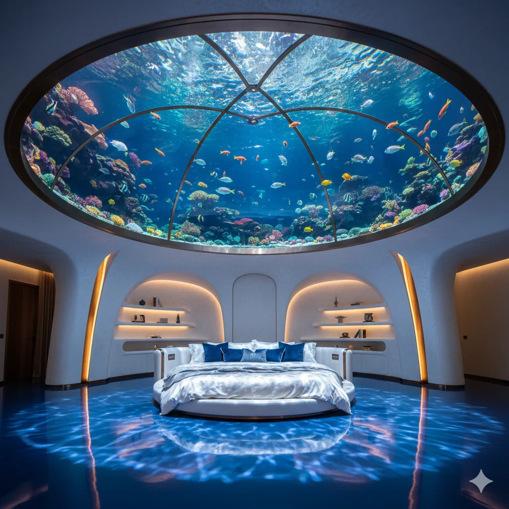 The Charm and Potential of Combining Rustic Log Cabin Aesthetics with Aquarium Ceilings
