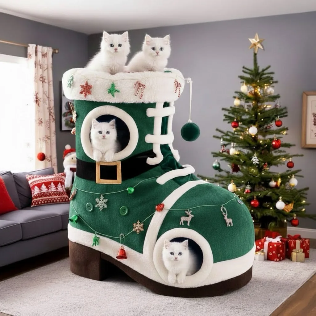 Is the Santa Boot Cat House a good gift for pet lovers during Christmas?