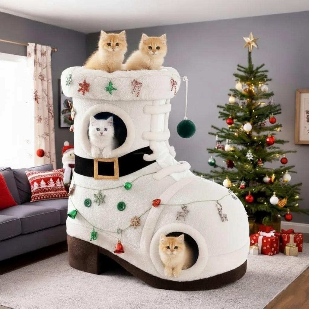 The Origin and Inspiration Behind the Santa Boot Cat House