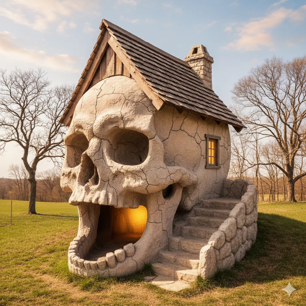 Living Sustainably in a Stone Skull Tiny Home