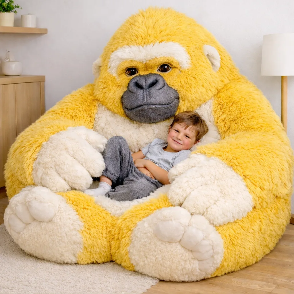Cozy Comfort in Style - Discover the Charm of the Fluffy Gorilla Bean Bag