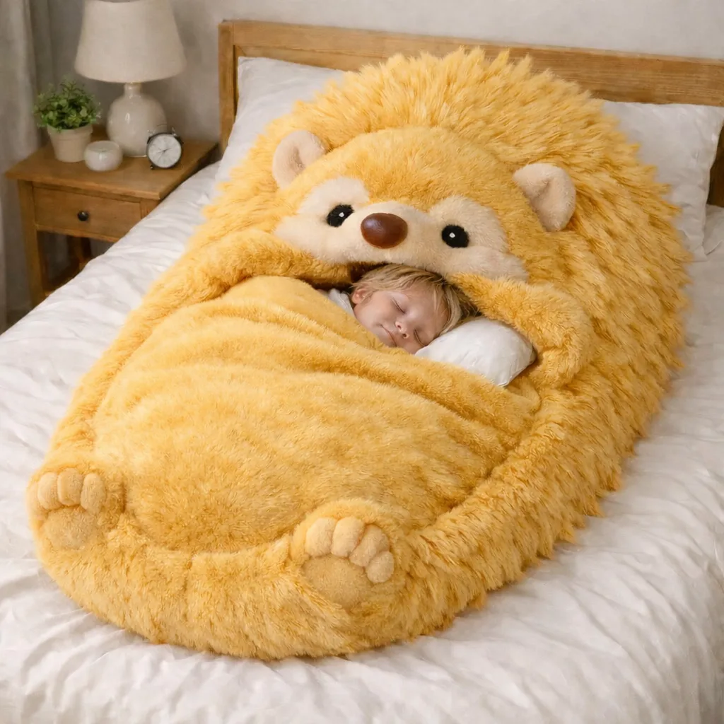 Embrace Cozy Comfort with the Adorable Hedgehog Shaped Sleeping Bag - A Perfect Adventure Companion