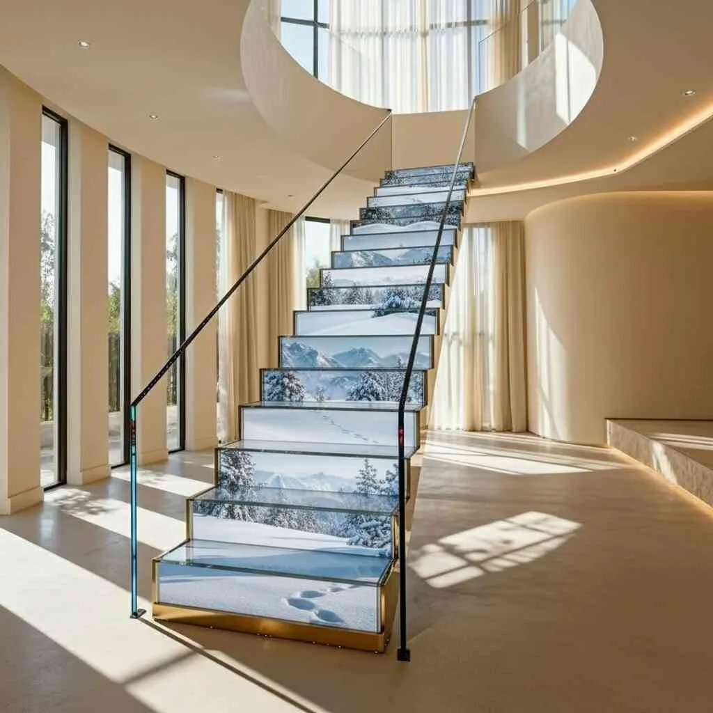 The Design Aesthetics of Active Scene Staircases with OLED Screens