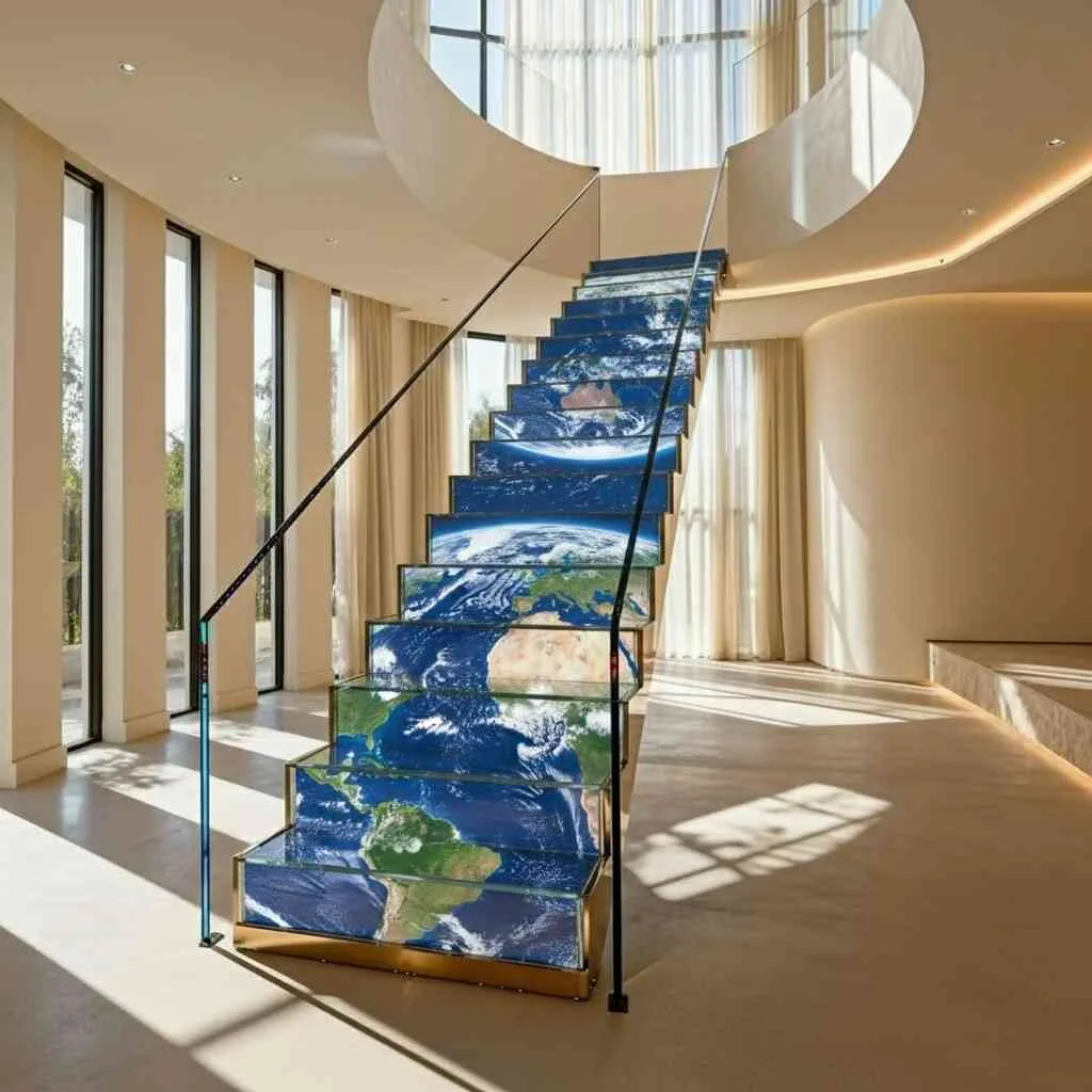 Elevating Architectural Design - The Future of Building Features with Active Scene Staircases Use OLED Screens