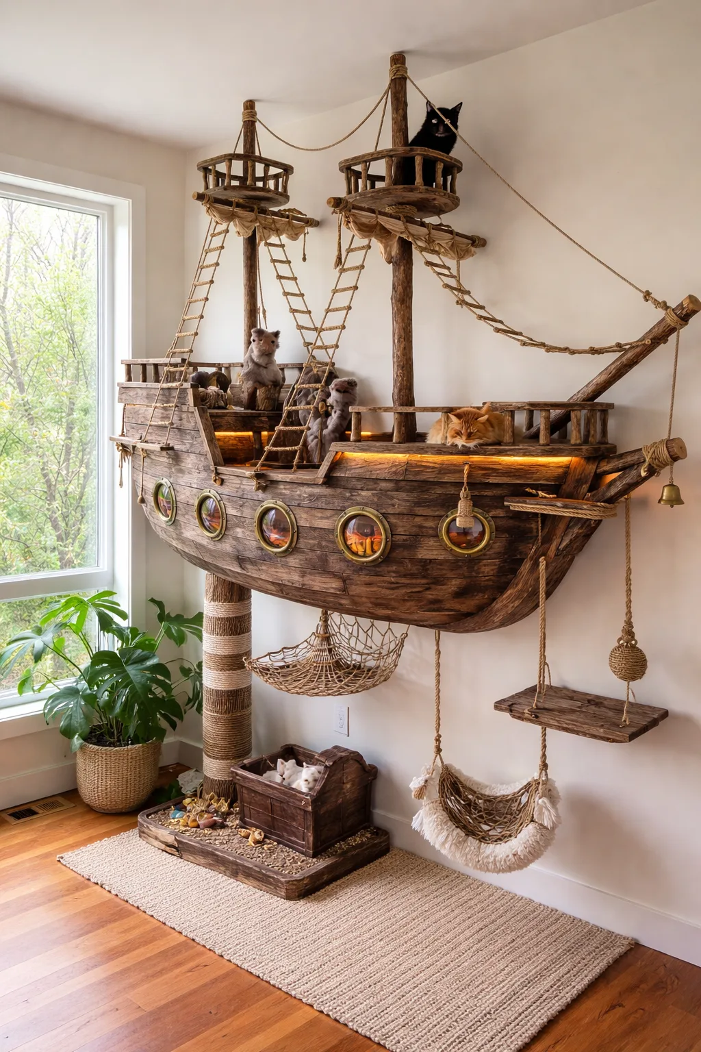 Design Features of a Wooden Ship Cat Playground