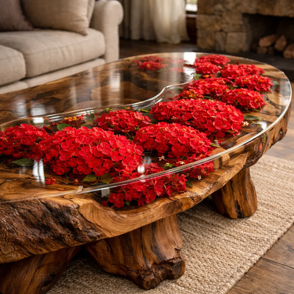Transform Your Space with the Stunning Epoxy Hydrangea Table — A Fusion of Art and Functionality