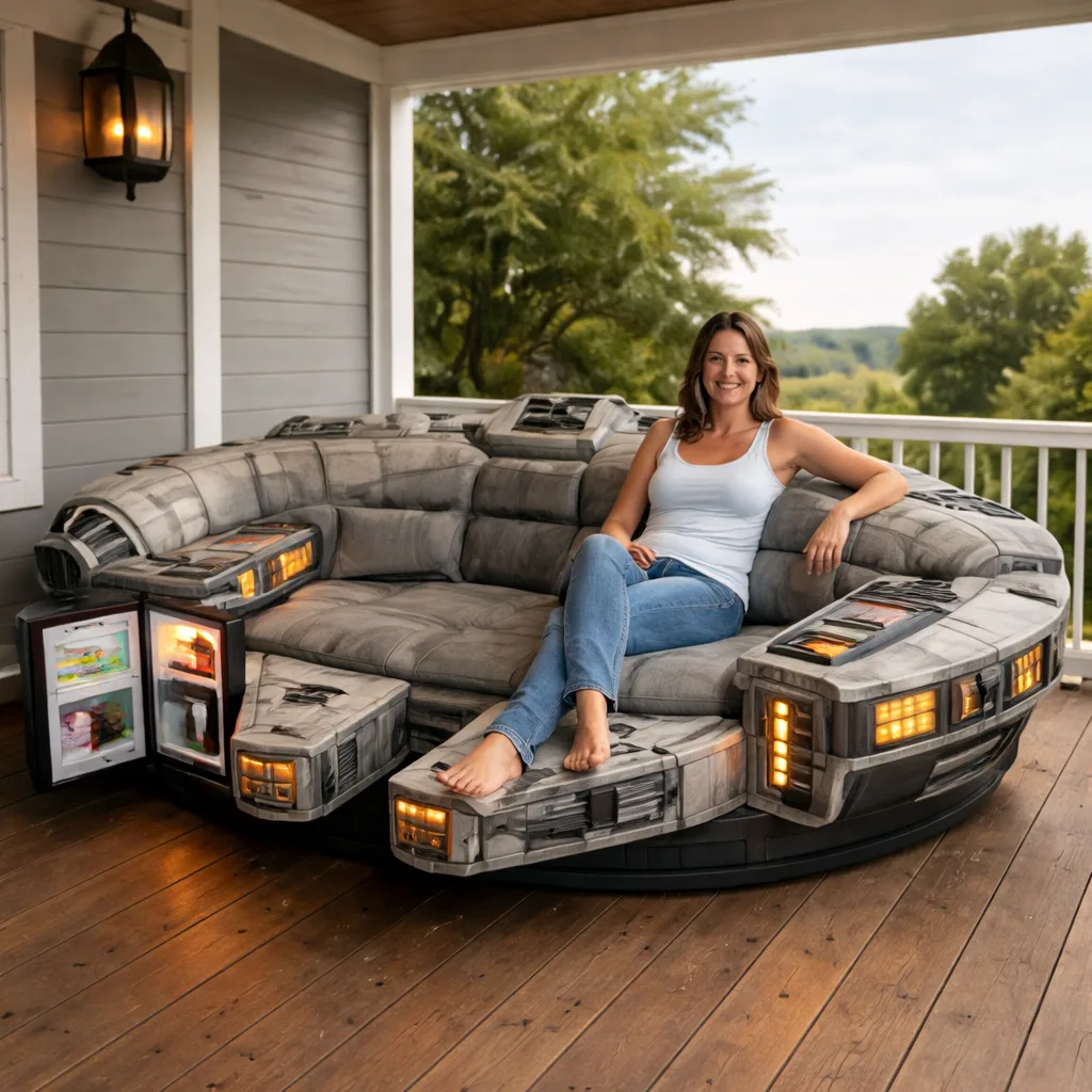 Transform Your Living Room with the Iconic Millennium Falcon Sofa – Space Age Style Meets Comfort