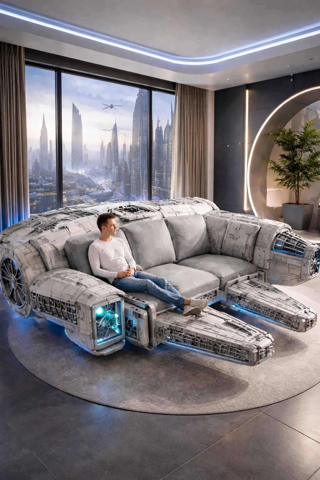 How to Incorporate a Millennium Falcon Sofa into Various Interior Styles