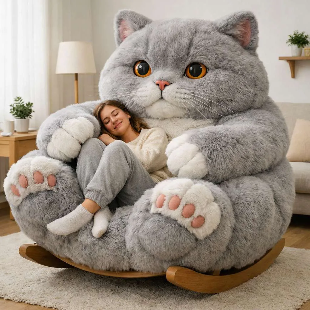 Embrace Ultimate Comfort with the Giant Cat Hug Rocking Chair