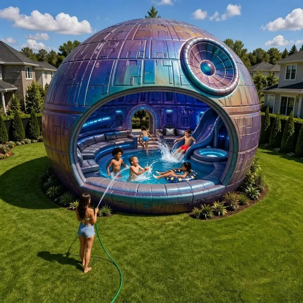 Dive Into Summer Fun with the Giant Inflatable Death Star Pool - An Out-of-This-World Experience!