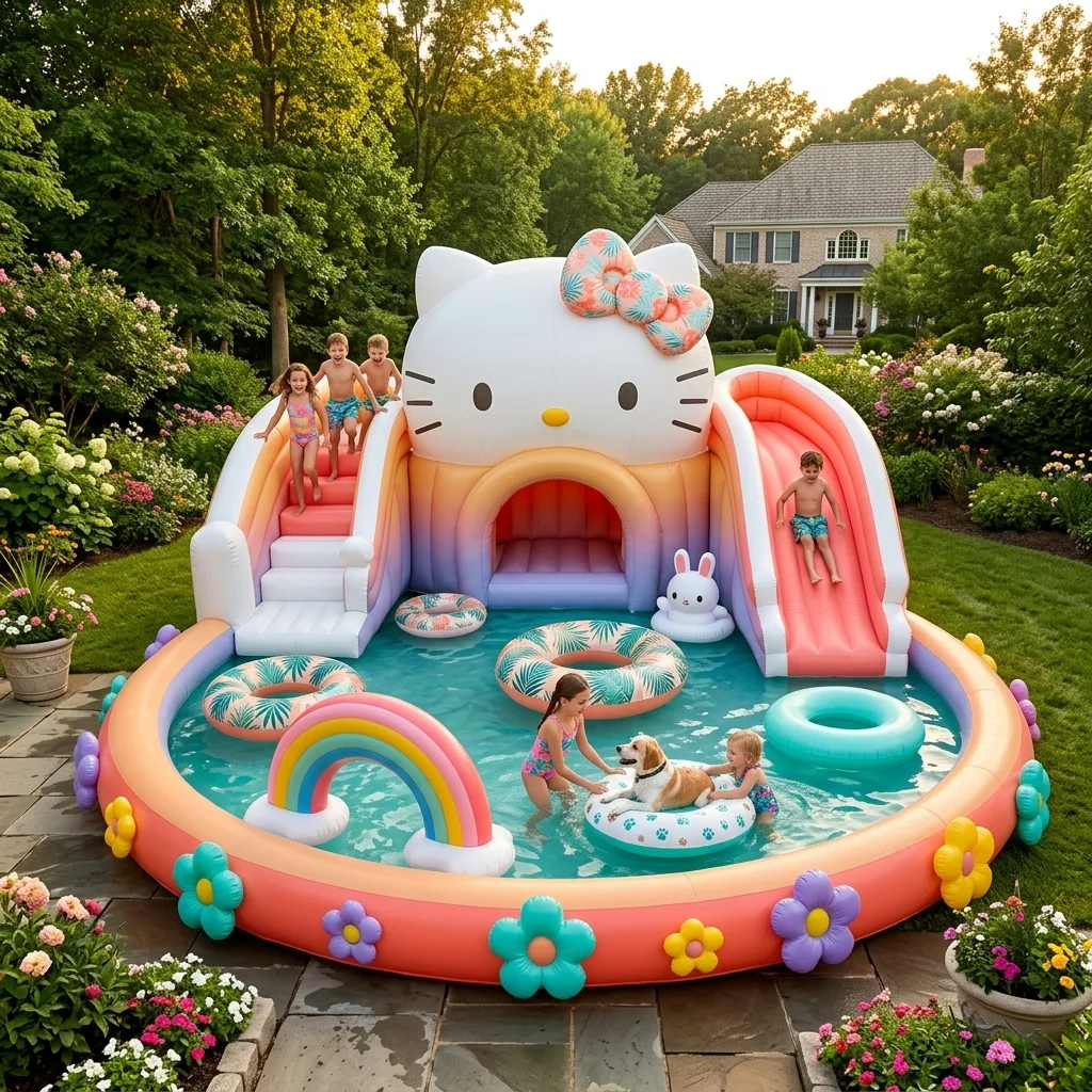 Dive Into Fun: Exploring the Excitement of the Giant Hello Kitty Inflatable Water Slide Pool