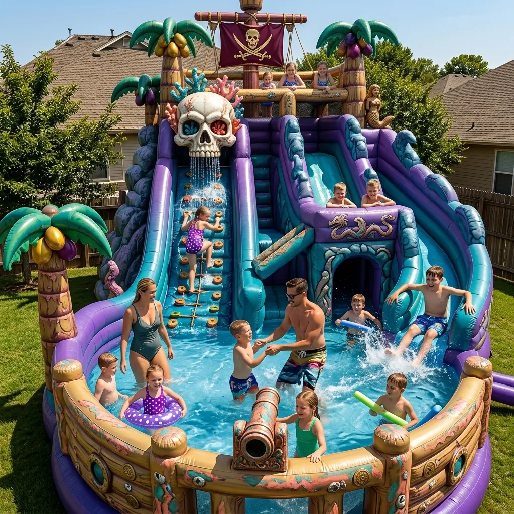 Comparing the Inflatable Pirate Ship Water Park with Other Water Attractions